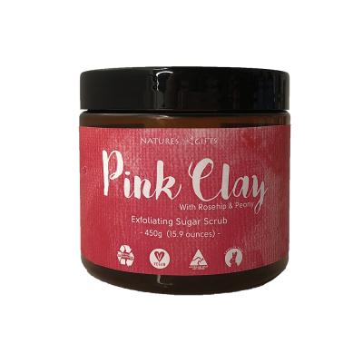 Clover Fields Natures Gifts Essentials Pink Clay with Rosehip & Peony Exfoliating Sugar Scrub 450g
